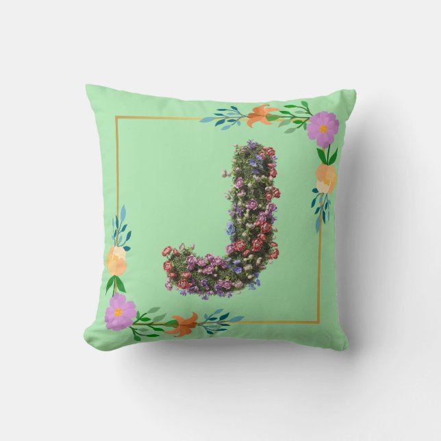 Coussin Lettre J de l'alphabet floral (Recto)