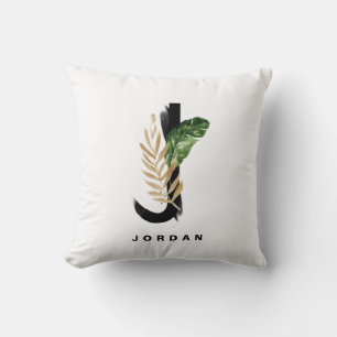 Coussin Lettre J Monogram Palm Feuille Tropical