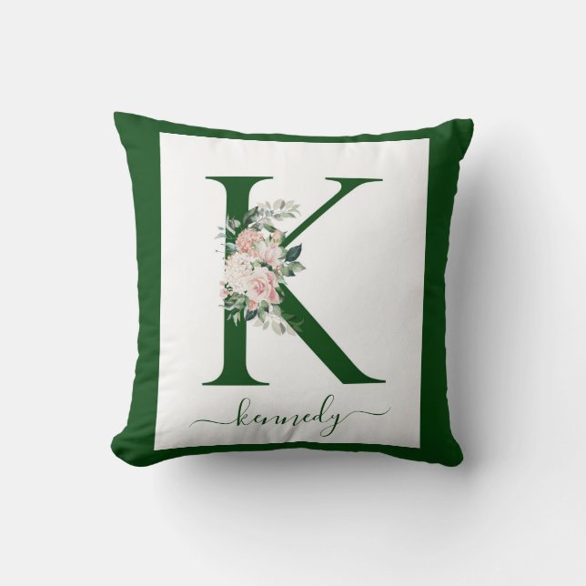 Coussin Lettre K Florale Monogramme (Recto)