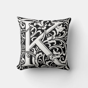 Coussin Lettre K Monogramme Art Nouveau Médiéval