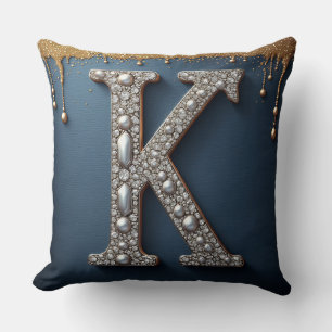 Coussin Lettre K Monogramme Or de la Marine Peinture qui d