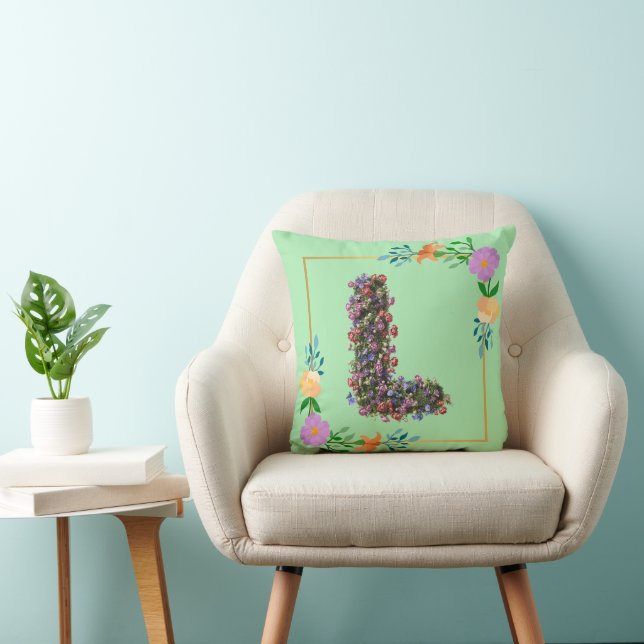 Coussin Lettre L de l'alphabet floral (Chaise)