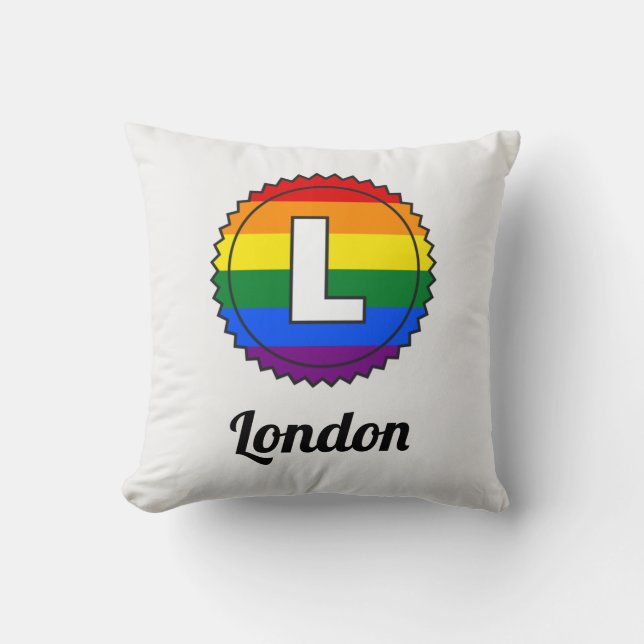 Coussin Lettre L Initial & Nom Gay pride Rainbow Monogramm (Recto)