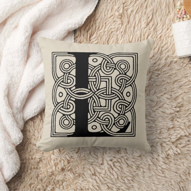 Coussin Lettre L Vintage Céleste noeud Monogramme (Couverture)