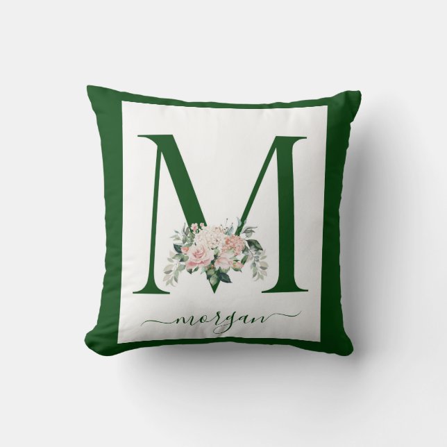 Coussin Lettre M florale monogramme (Recto)