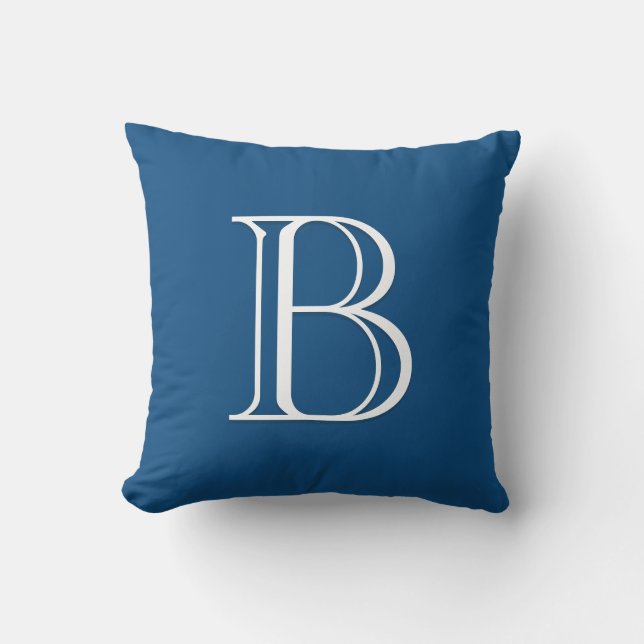 Coussin Lettre moderne personnalisée Monogramme initial bl (Recto)
