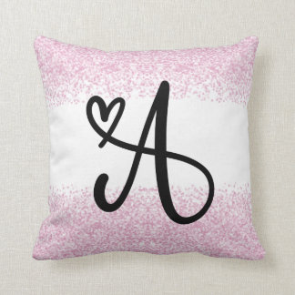 Coussin Lettre monogramme A avec parties scintillant rose 