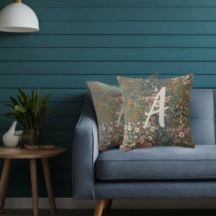 Coussin Lettre monogramme cottagecore Cottage look floral