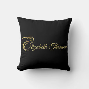 Coussin Lettre monogramme E Cheval en or
