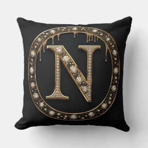 Coussin Lettre Monogramme N Cadeau Initial Personnel
