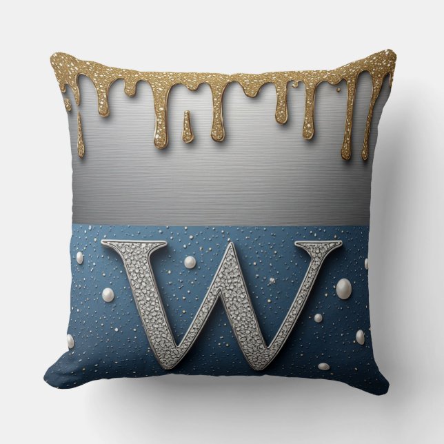 Coussin 🌸 Lettre Monogramme W Style Glam Cozy Maison 🌸 (Recto)