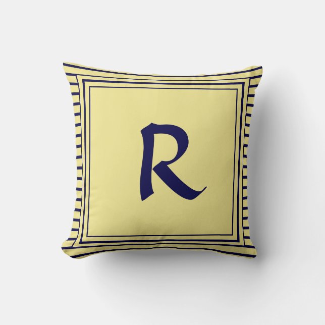 Coussin LETTRE MONOGRAPHIQUE CADRE Bleu CHAUSSURES (Recto)
