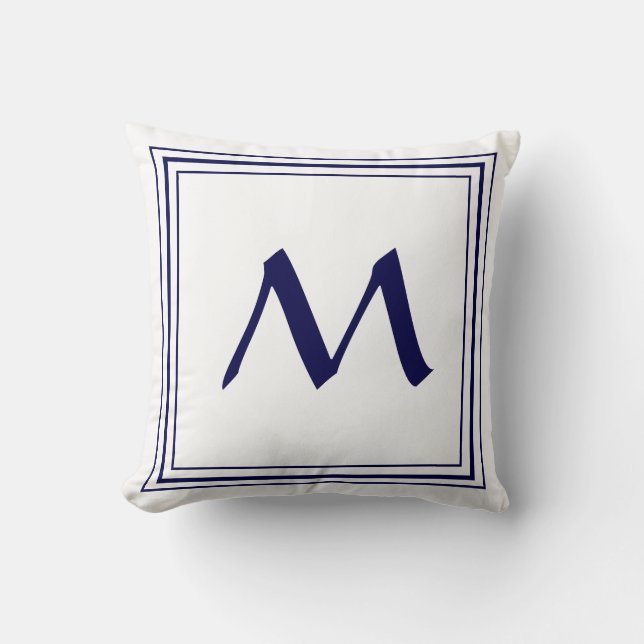 Coussin LETTRE MONOGRAPHIQUE CADRE Bleu COUCHON MINIMUM (Recto)