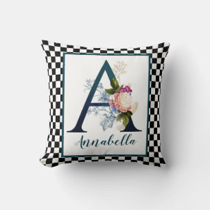 Coussin LETTRE MONOGRAPHIQUE Florale A fantaisie en carton