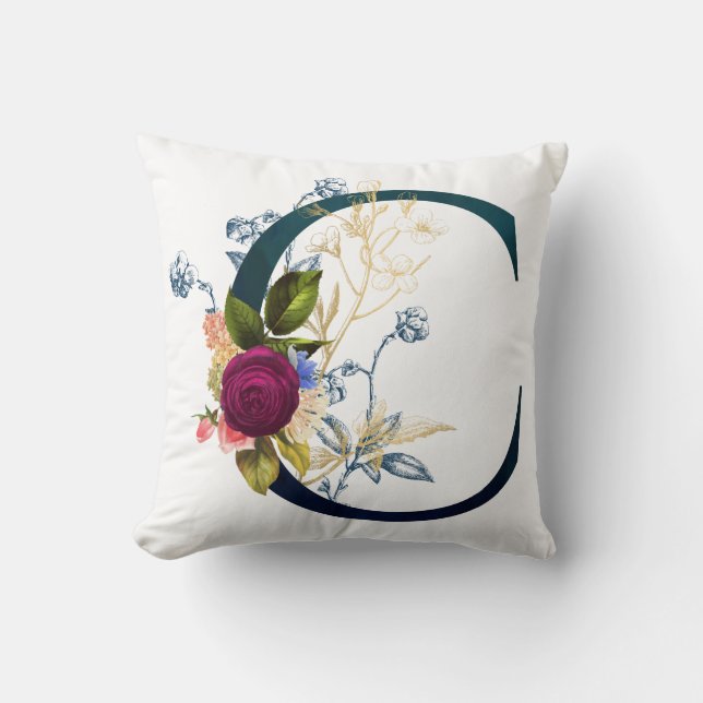 Coussin LETTRE MONOGRAPHIQUE Florale C (Recto)