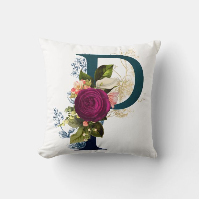 Coussin LETTRE MONOGRAPHIQUE Florale P (Recto)