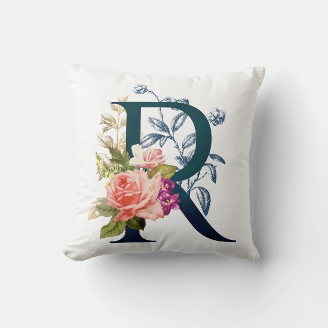 Coussin LETTRE MONOGRAPHIQUE Florale R (Recto)