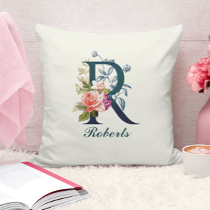 Coussin LETTRE MONOGRAPHIQUE Florale R