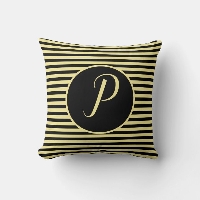 COUSSIN LETTRE MONOGRAPHIQUE JAUNE TIGE COUCHON (Recto)