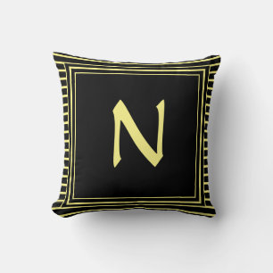 COUSSIN LETTRE MONOGRAPHIQUE JAUNE TIGE COUCHON