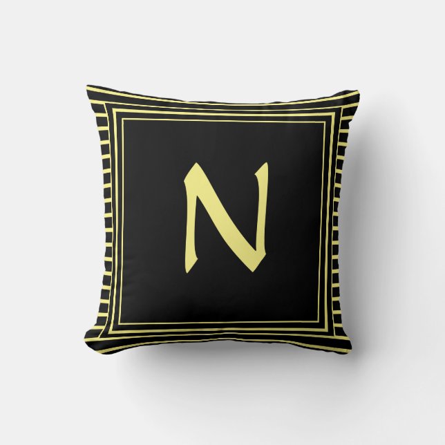 COUSSIN LETTRE MONOGRAPHIQUE JAUNE TIGE COUCHON (Recto)