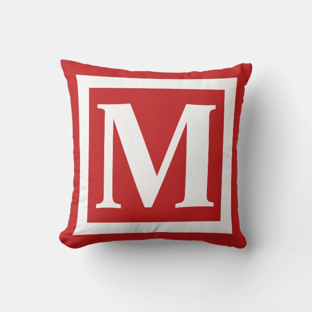 Coussin LETTRE MONOGRAPHIQUE ROmoderne ROUGE BLANC (Recto)