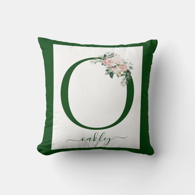 Coussin Lettre O florale monogramme (Recto)