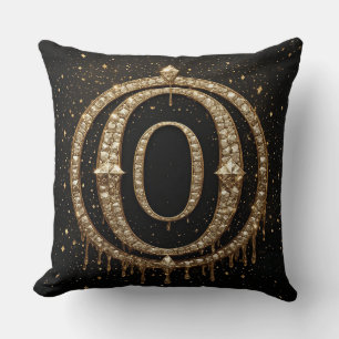 Coussin Lettre O Monogramme Pailletée Noire Pour Boutique