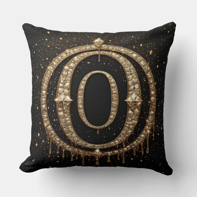 Coussin Lettre O Monogramme Pailletée Noire Pour Boutique  (Recto)