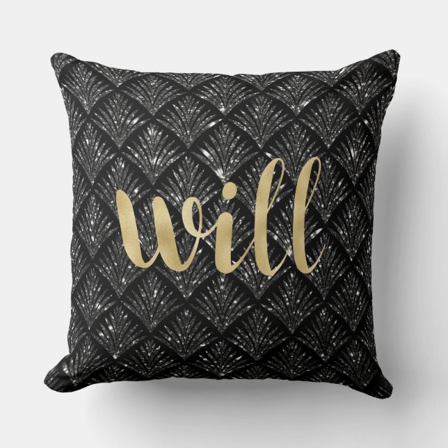 Coussin Lettre or diamant noir Coussin.. Will (Recto)