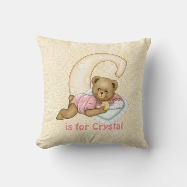 Coussin LETTRE Ours Teddy C MONogramme - Personnaliser (Recto)