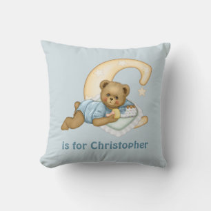 Coussin LETTRE Ours Teddy C MONogramme -Personnaliser
