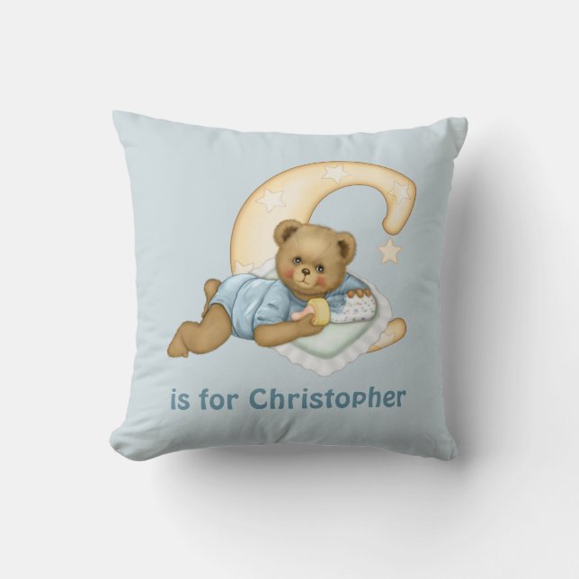 Coussin LETTRE Ours Teddy C MONogramme -Personnaliser (Recto)