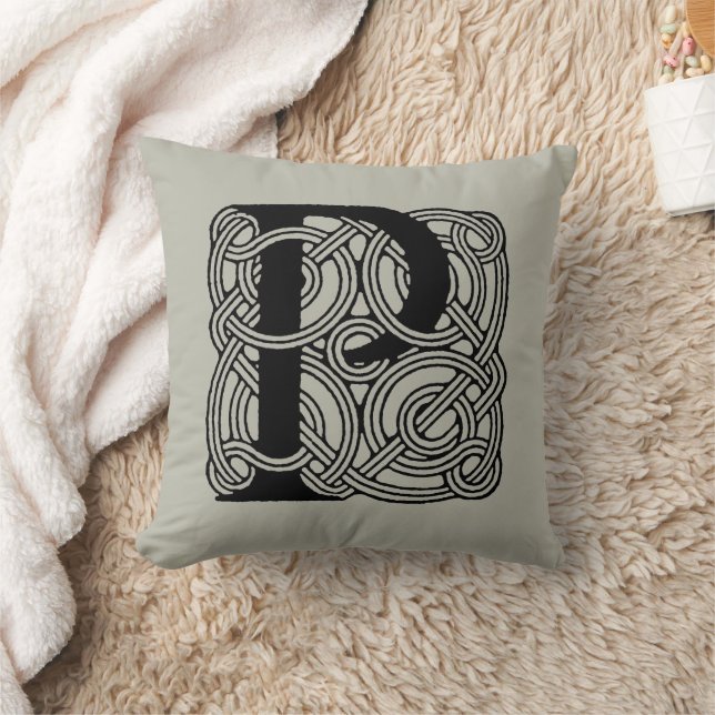 Coussin LETTRE P Vintage Céleste Knot Monogramme (Couverture)