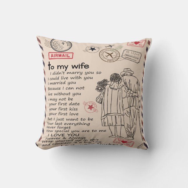 Coussin Lettre Personnalisée À Ma Femme, Cadeau D'annivers (Recto)