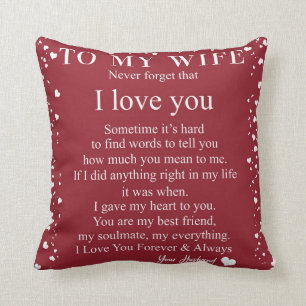 Coussin Lettre Personnalisée À Ma Femme De Mari Cadeau