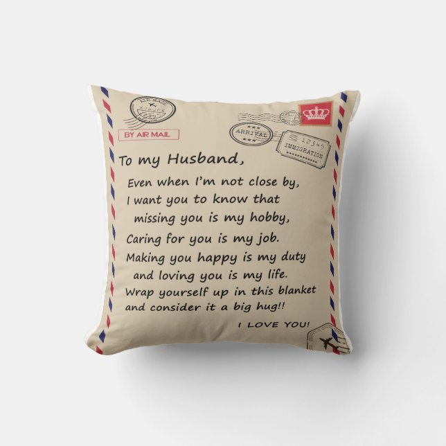 Coussin Lettre personnalisée à mon mari de la femme (Recto)