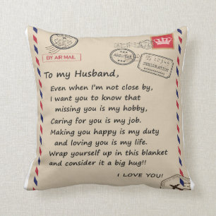 Coussin Lettre personnalisée à mon mari de la femme