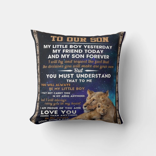Coussin Lettre personnalisée à notre fils (Recto)