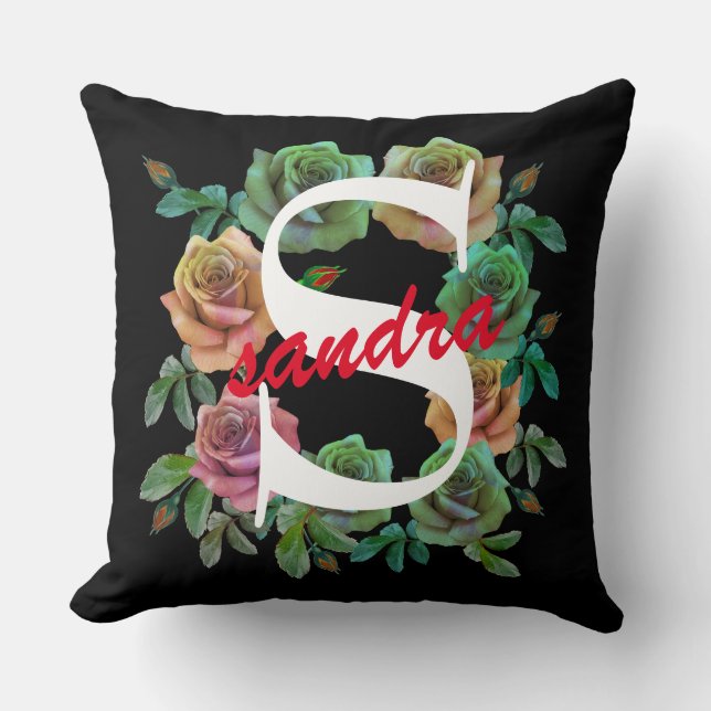 COUSSIN LETTRE PERSONNALISÉE FLEURIE (Recto)