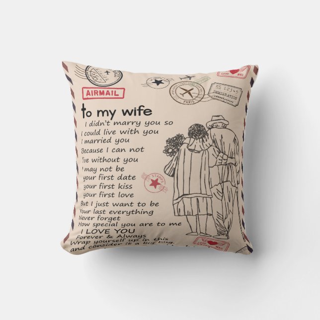 Coussin Lettre Personnalisée Pour Ma Femme, Cadeau D'anniv (Recto)
