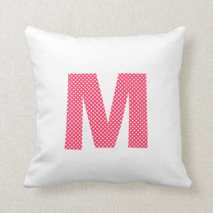 COUSSIN LETTRE POKA ROSE ET BLANCHE M