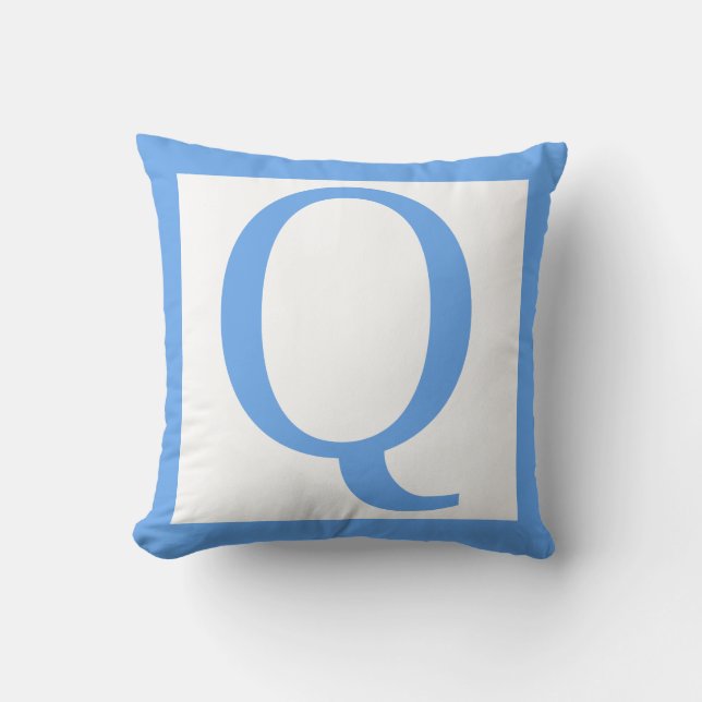 Coussin Lettre Q Bébé Bleu (Recto)