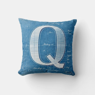 Coussin Lettre Q Monogramme de plan