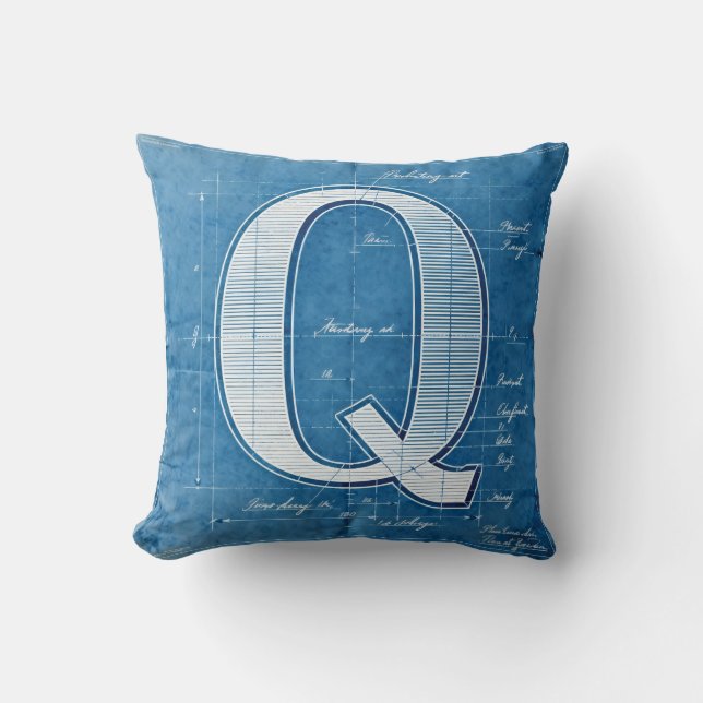 Coussin Lettre Q Monogramme de plan (Recto)