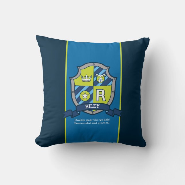 Coussin Lettre R Riley nom signifiant personnalisé (Recto)