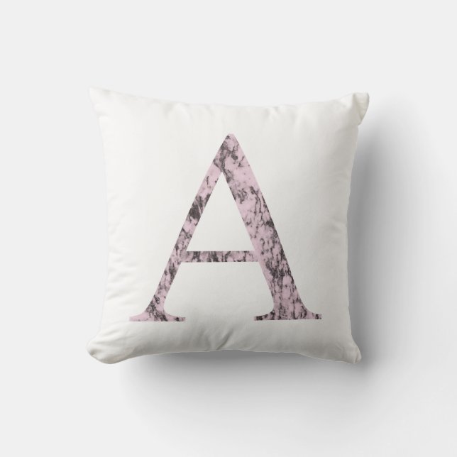 Coussin Lettre rose Un monogramme initial Marble Alpha sym (Recto)