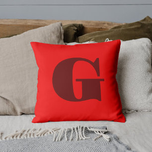 Coussin LETTRE ROUTE FROIDE MODÈLE MONogramme   Rouge