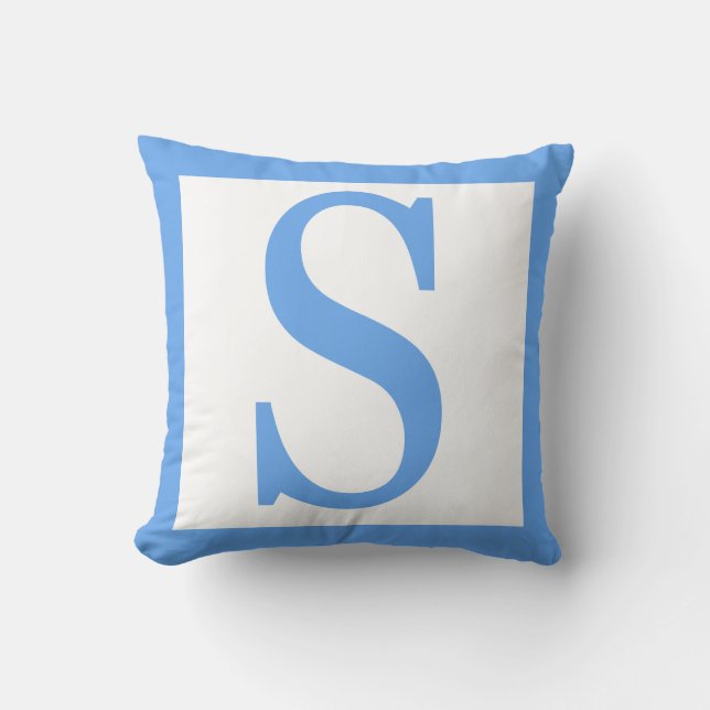 Coussin Lettre S Bordure Bleu Bébé (Recto)