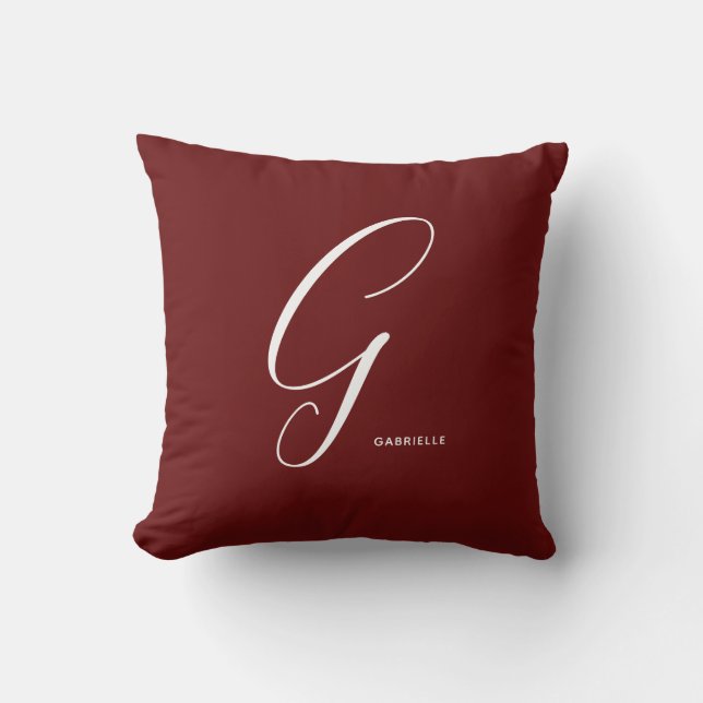 Coussin Lettre Script monogramme simple G Rouge d'automne (Recto)